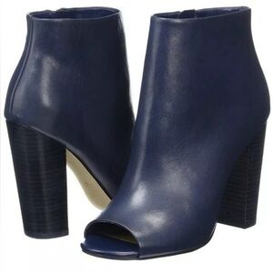 Aldo Balestreri Ankle Boots 100% Leather Blue Peep Toe Heels size 8